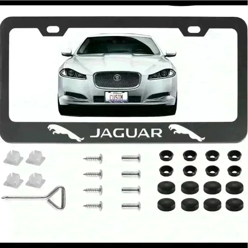 Jaguar Plate Frame Black Matte White